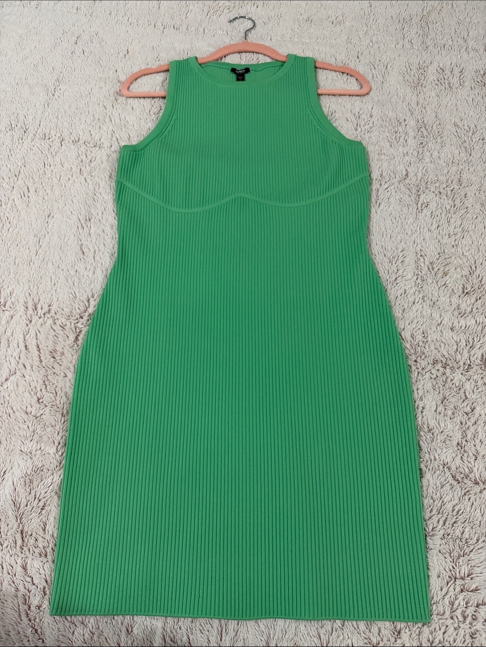 Express Green Ribbed Sleeveless Midi Dress